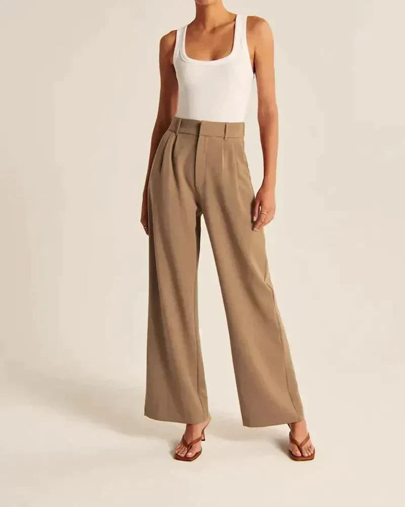 High-Rise Wide-Leg Trousers with a Pleated Front
