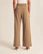 High-Rise Wide-Leg Trousers with a Pleated Front