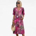 Jurk met bloemendessin, comfortabele pasvorm en verstelbare details