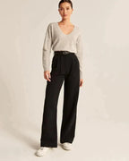 High-Rise Wide-Leg Trousers with a Pleated Front