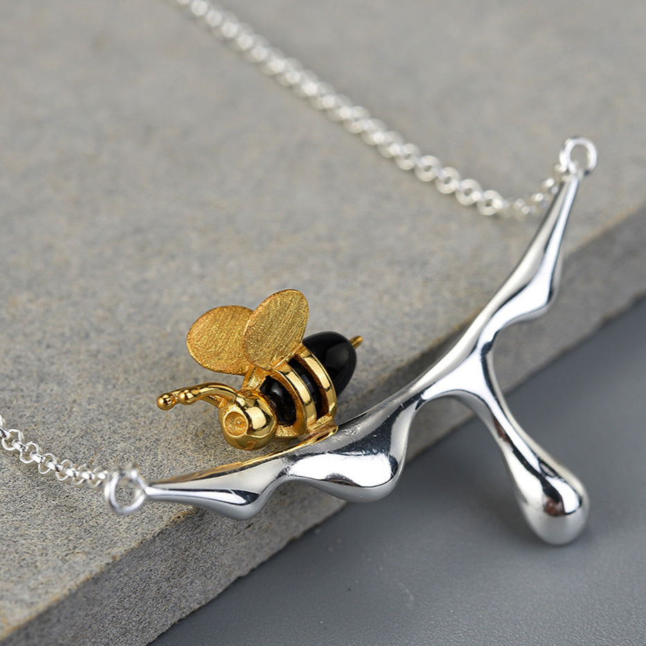 Dripping Honey and Bee Necklace