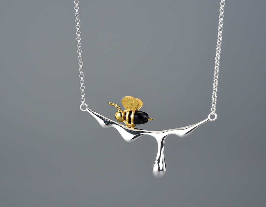 Dripping Honey and Bee Necklace