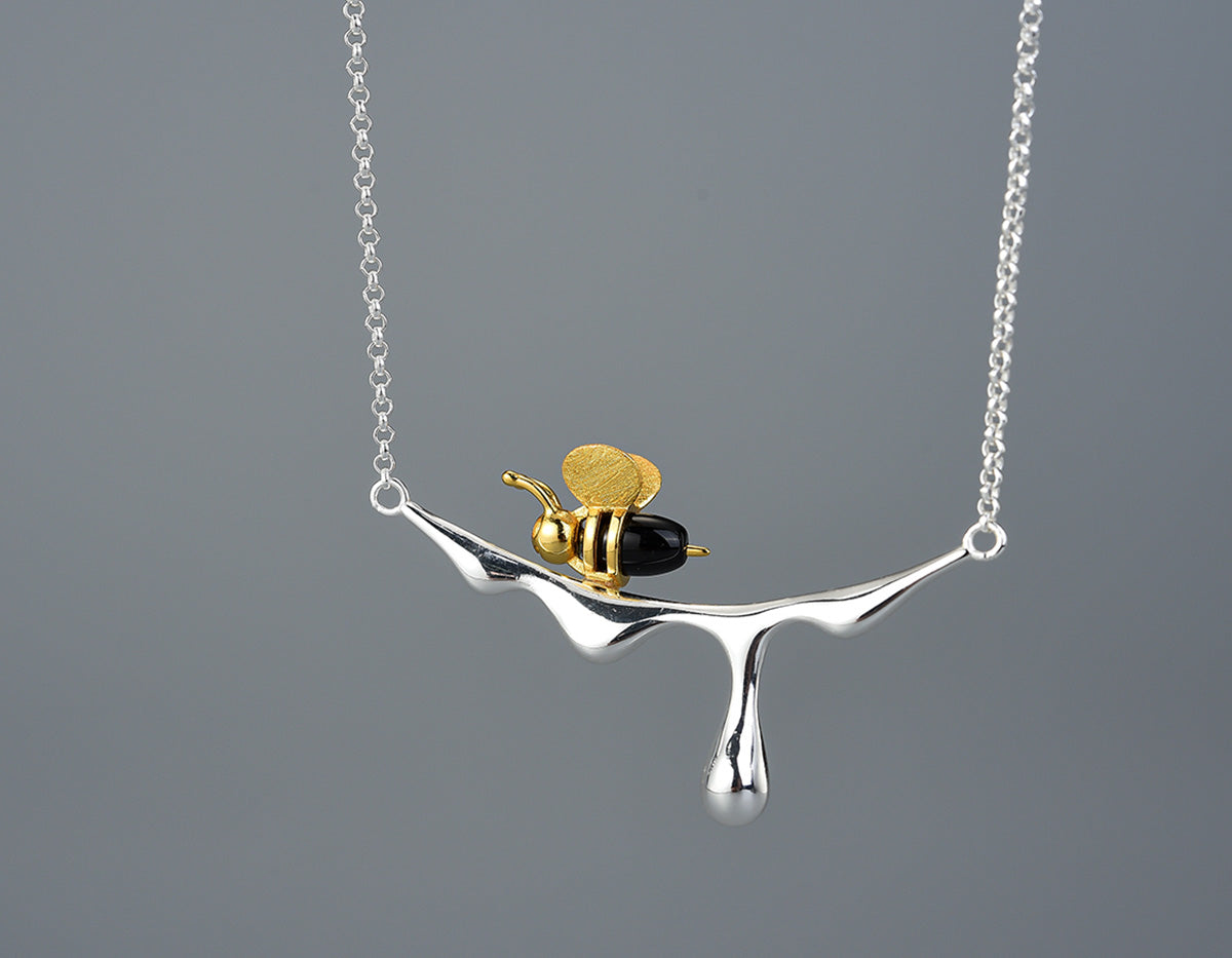 Dripping Honey and Bee Necklace