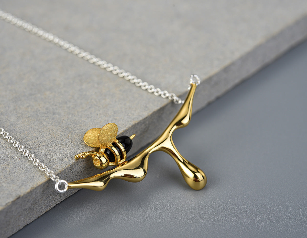 Dripping Honey and Bee Necklace