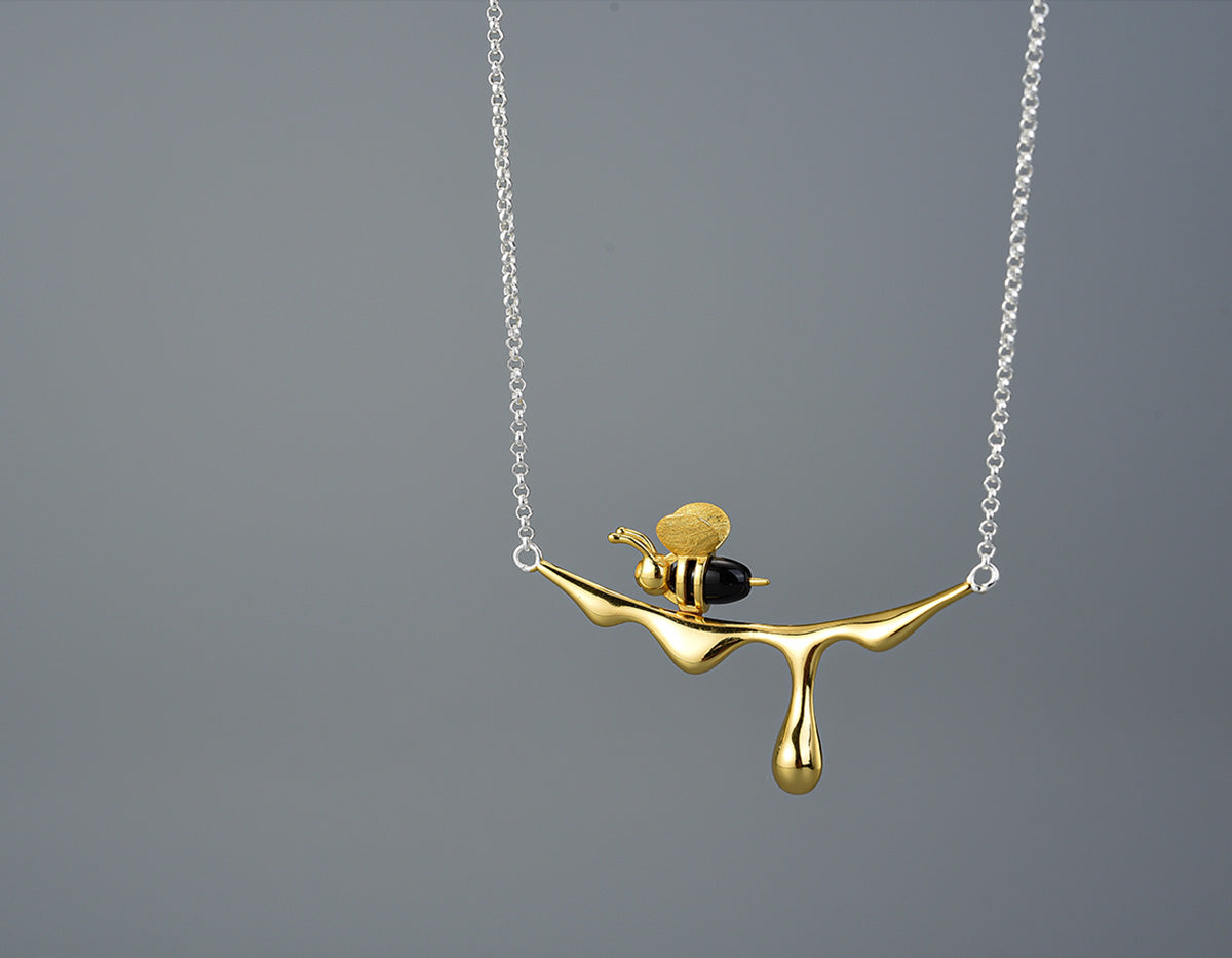 Dripping Honey and Bee Necklace