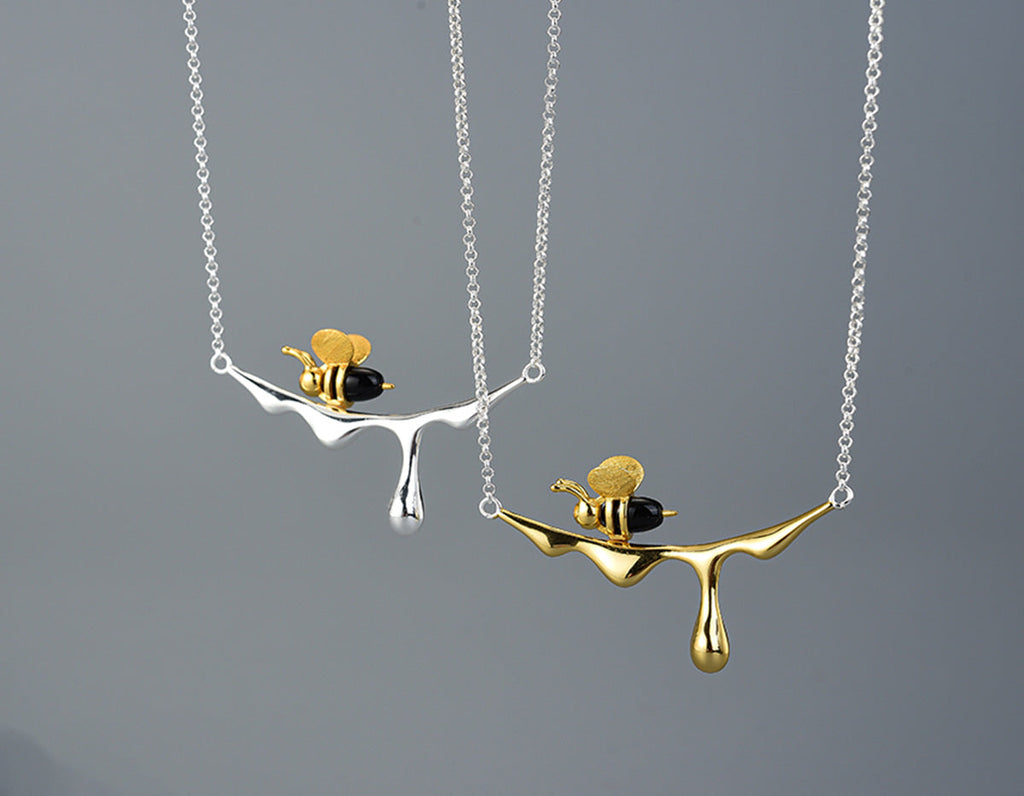 Dripping Honey and Bee Necklace