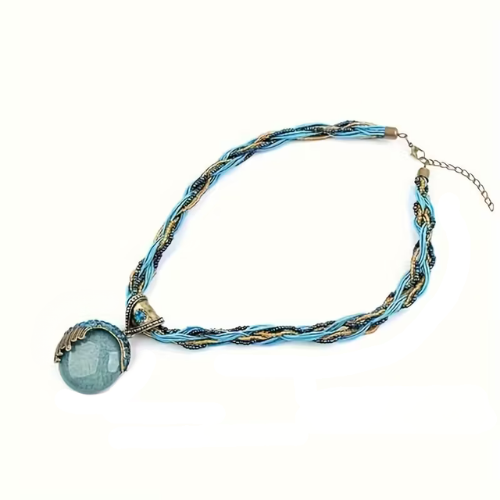 Bohemian Turquoise Moon Pendant Necklace
