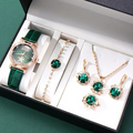 Green Stone Jewellery Gift Set with Watch