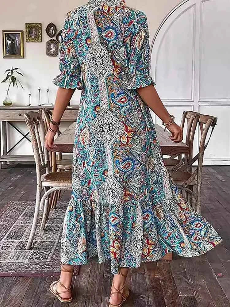 Two Piece Set with Matching Top and Flowing Maxi Skirt