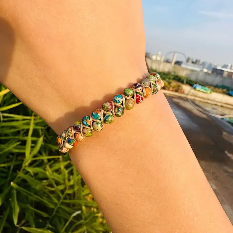 Kleurrijke kralenarmband met jaspis