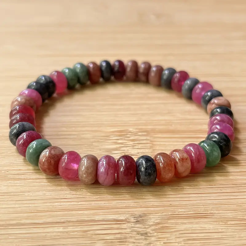Rainbow Tourmaline Bead Bracelet