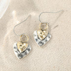 Vintage Two-Tone Heart Pendant Earrings