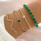 Four-Piece Green Rhinestone Jewellery Set
