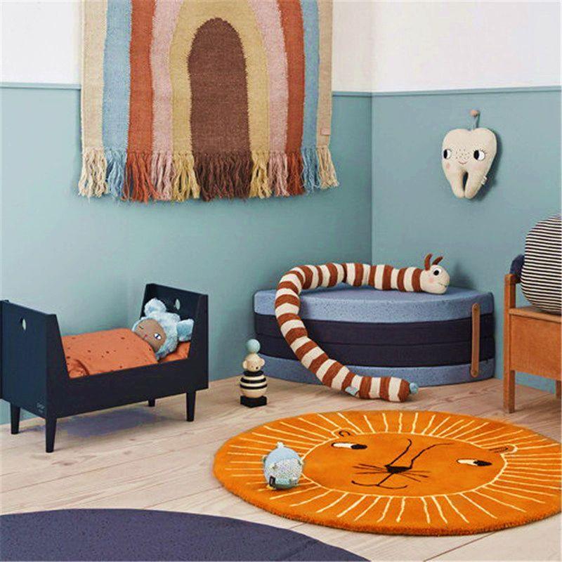 Cartoon Print Round Plush Area Rug – Cashmere-Feel, Thick Pile, Children and Adults