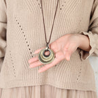Vintage Layered Disc Long Pendant Necklace