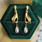 Hand and Pearl Earrings