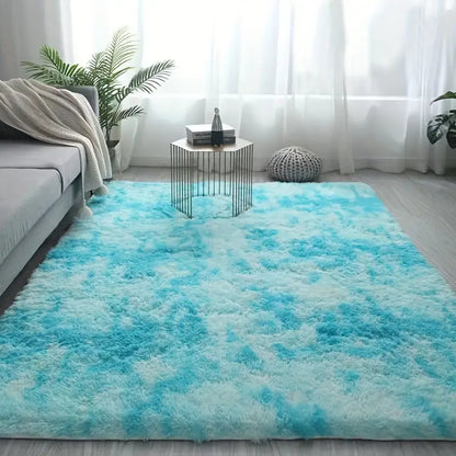 Fluffy Shaggy Area Rug – Tie-Dye Plush, Multiple Sizes, Living Room and Bedroom