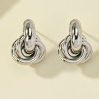 Silver-Plated Geometric Interlocking Hoop Earrings