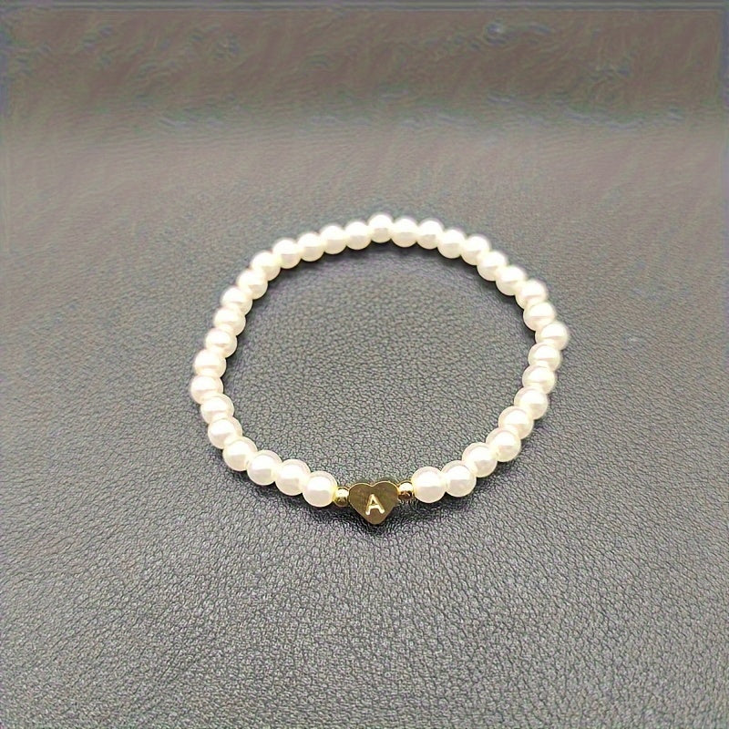 Armband met hart en initiaal van A tot Z