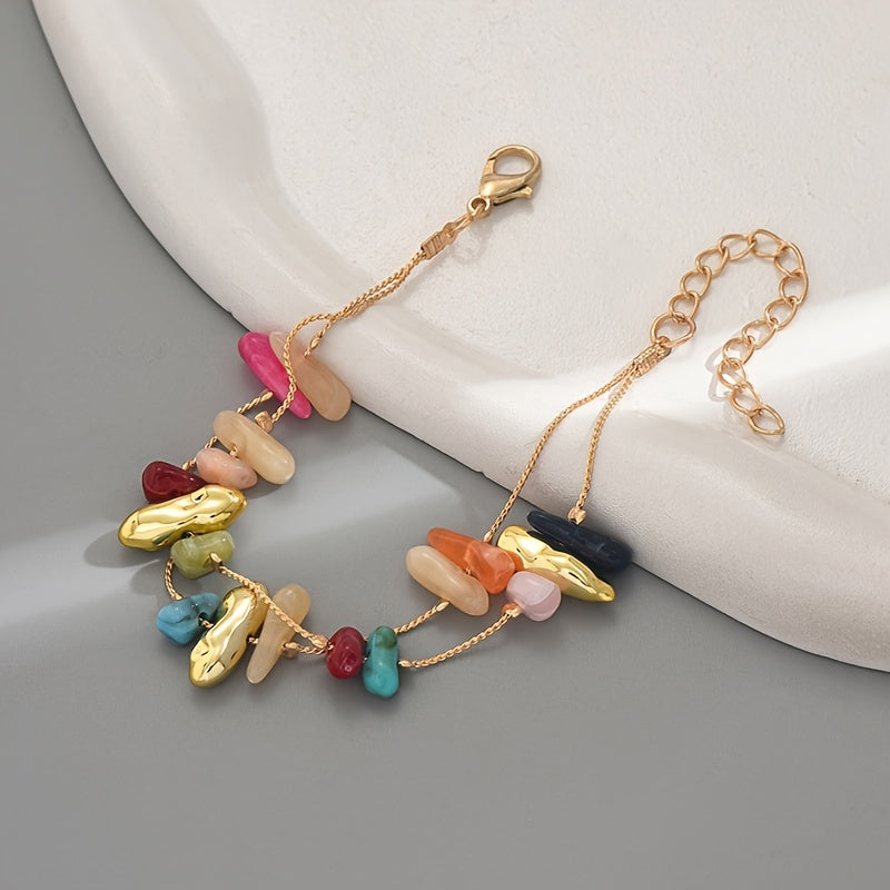 Boho Multicolour Beaded Charm Bracelet