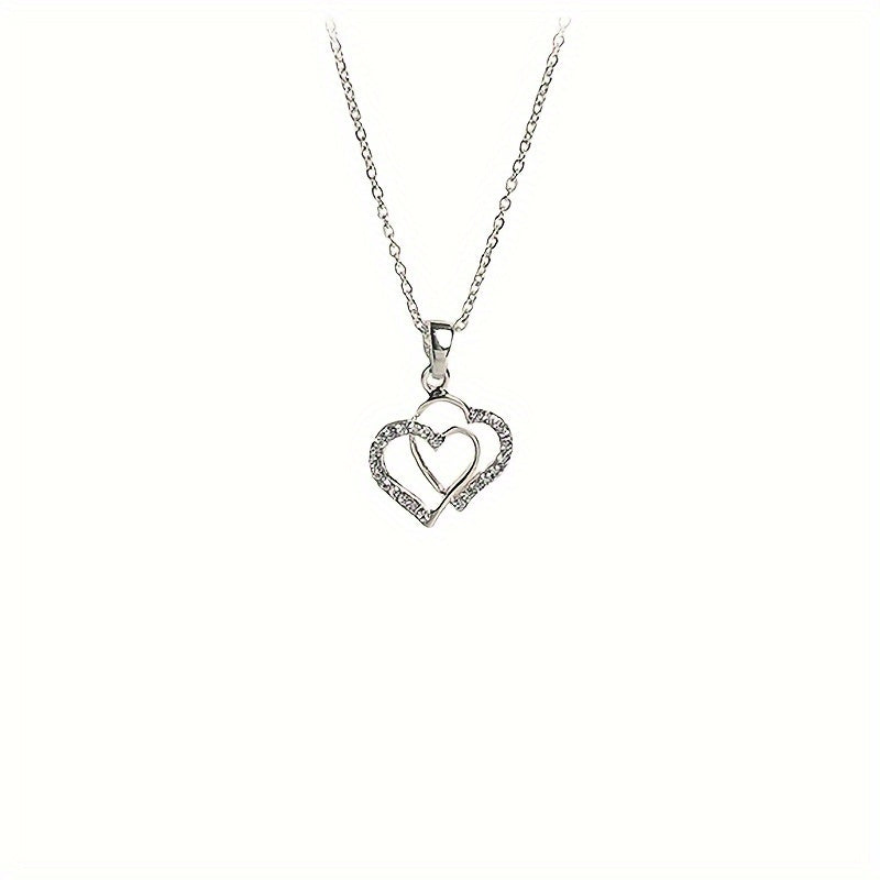Irregular Double Heart Pendant Lariat Necklace