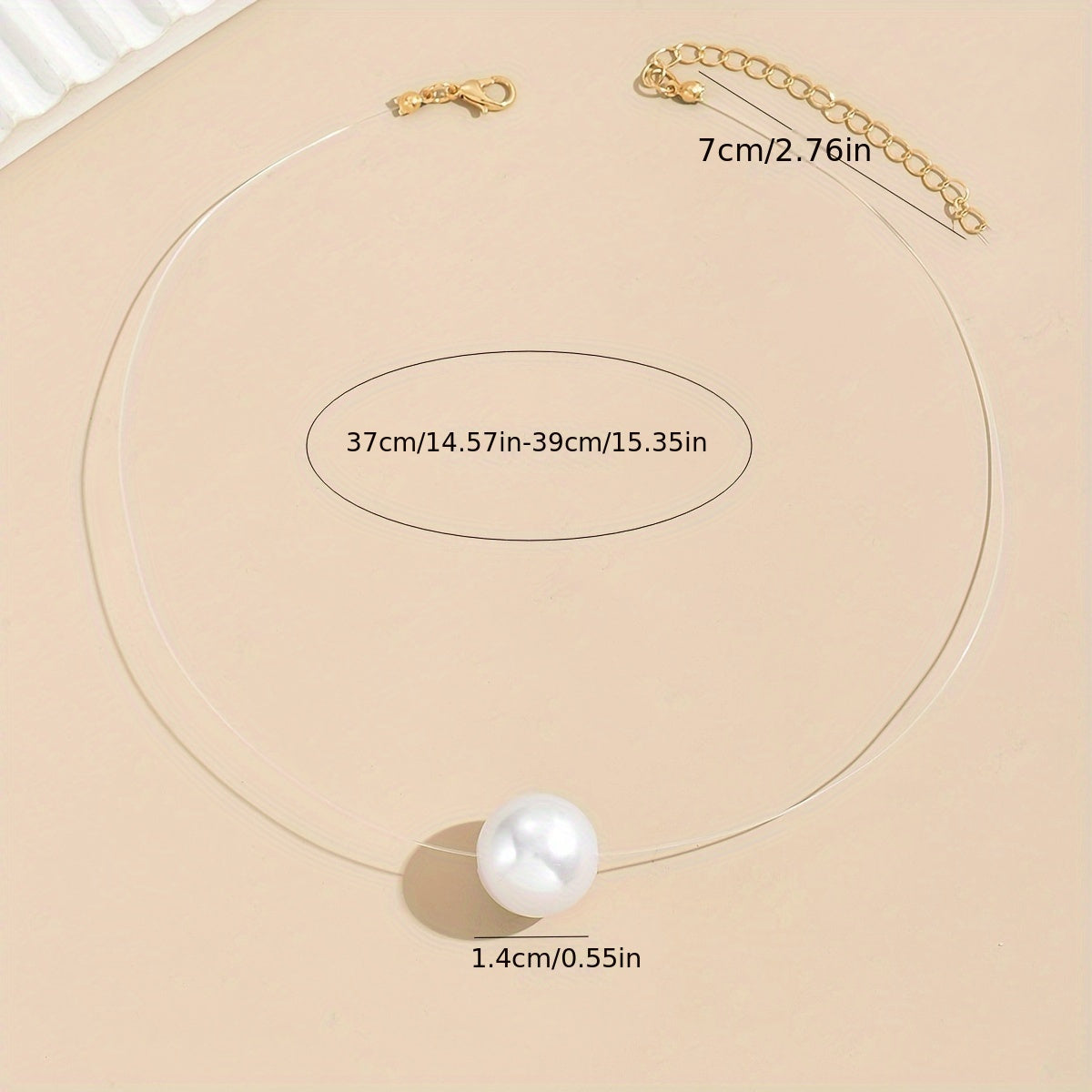 Invisible Fishline Pearl Pendant Necklace