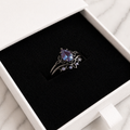 Amethyst-Look Layered Ring in White Gold Tone
