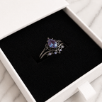 Amethyst-Look Layered Ring in White Gold Tone