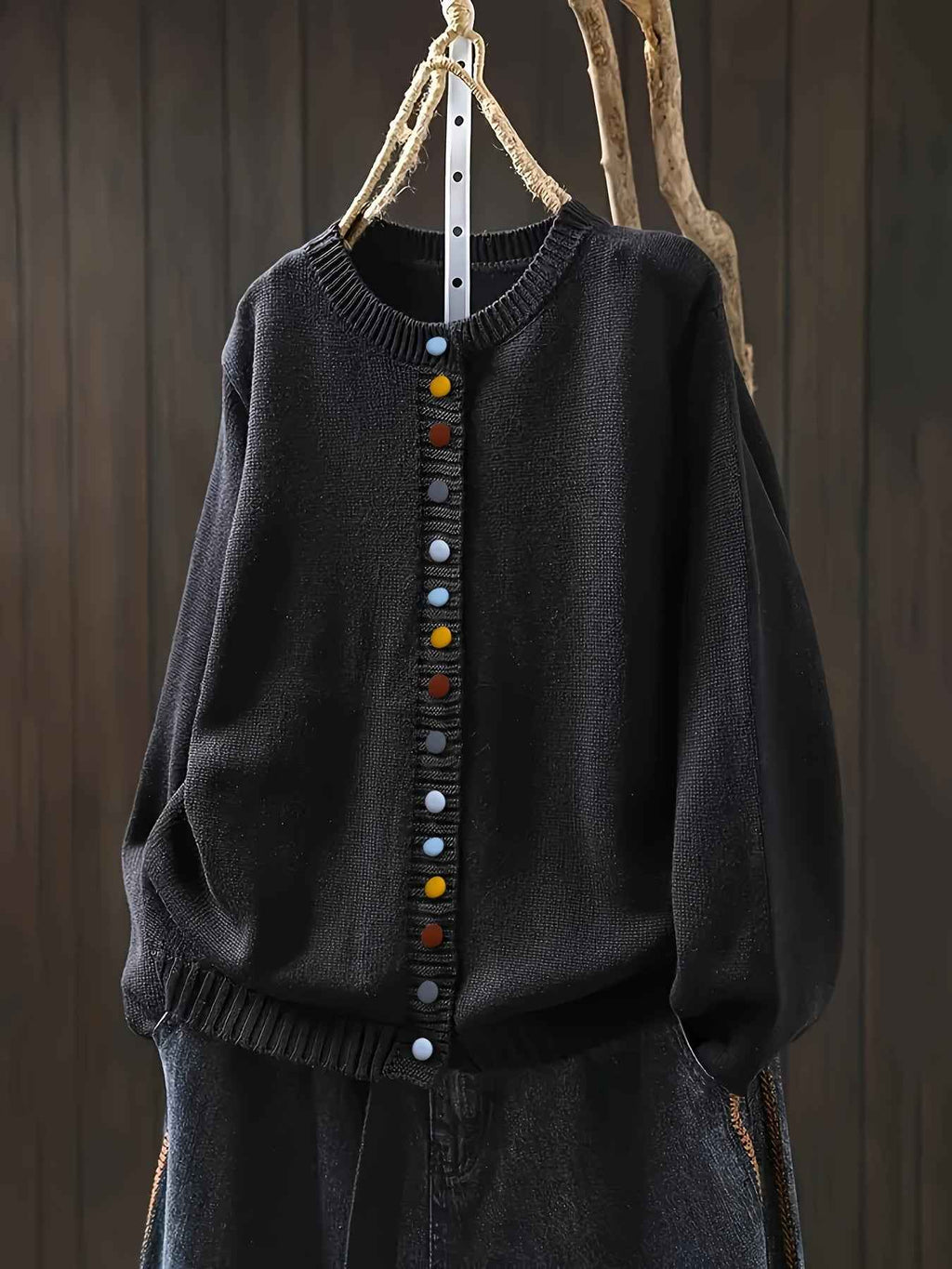 Everyday Knit Cardigan with Relaxed Shape and Long Sleeves