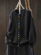 Everyday Knit Cardigan with Relaxed Shape and Long Sleeves
