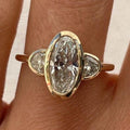 Vintage-Style Oval Zirconia Glass Gold-Tone Ring