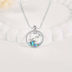 Silver-Tone Seagull and Wave Pendant Necklace