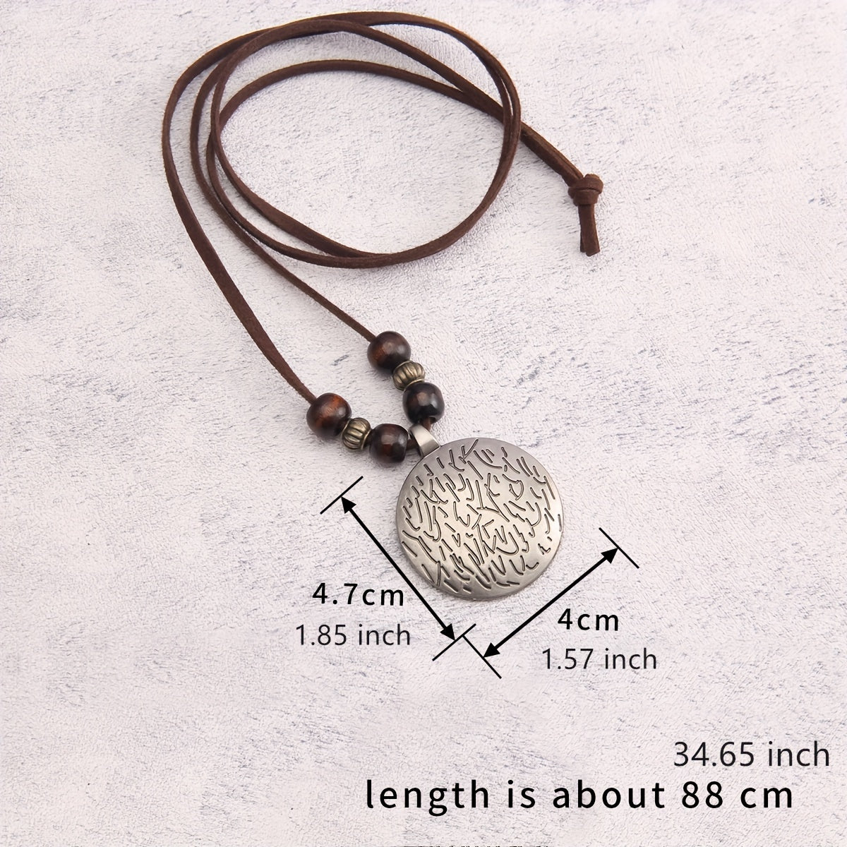 Vintage Zodiac Wooden Bead Pendant Necklace