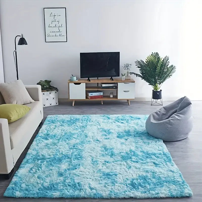 Fluffy Shaggy Area Rug – Tie-Dye Plush, Multiple Sizes, Living Room and Bedroom
