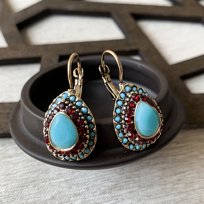 Vintage Teardrop Halo Drop Earrings in Three Colours
