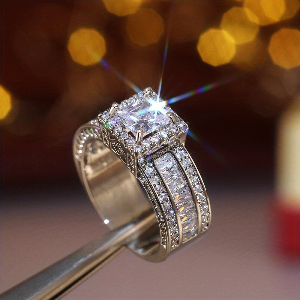 Square Zirconia Ring with Radiant Cut