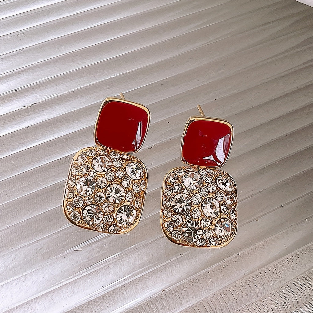 Square Glass Pendant Earrings in Many Colours
