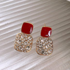 Square Glass Pendant Earrings in Many Colours