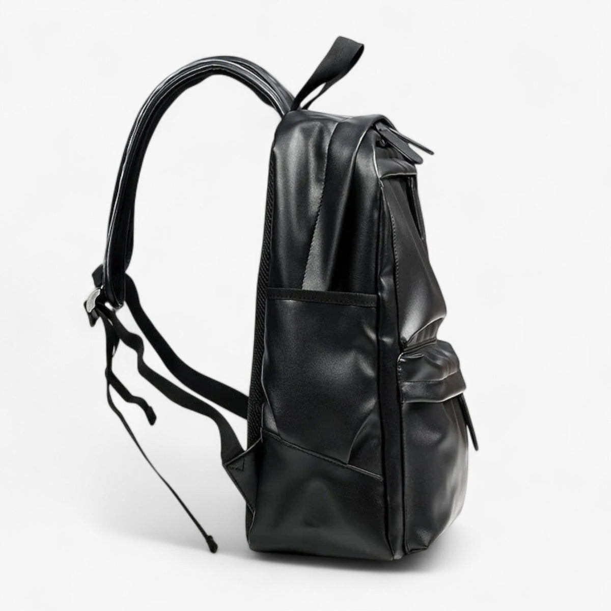 Men's Water-Repellent Black PU Backpack for Commuting