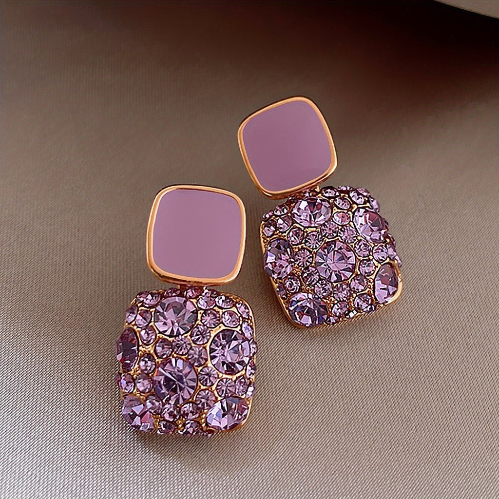 Square Glass Pendant Earrings in Many Colours