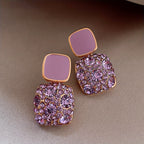 Square Glass Pendant Earrings in Many Colours