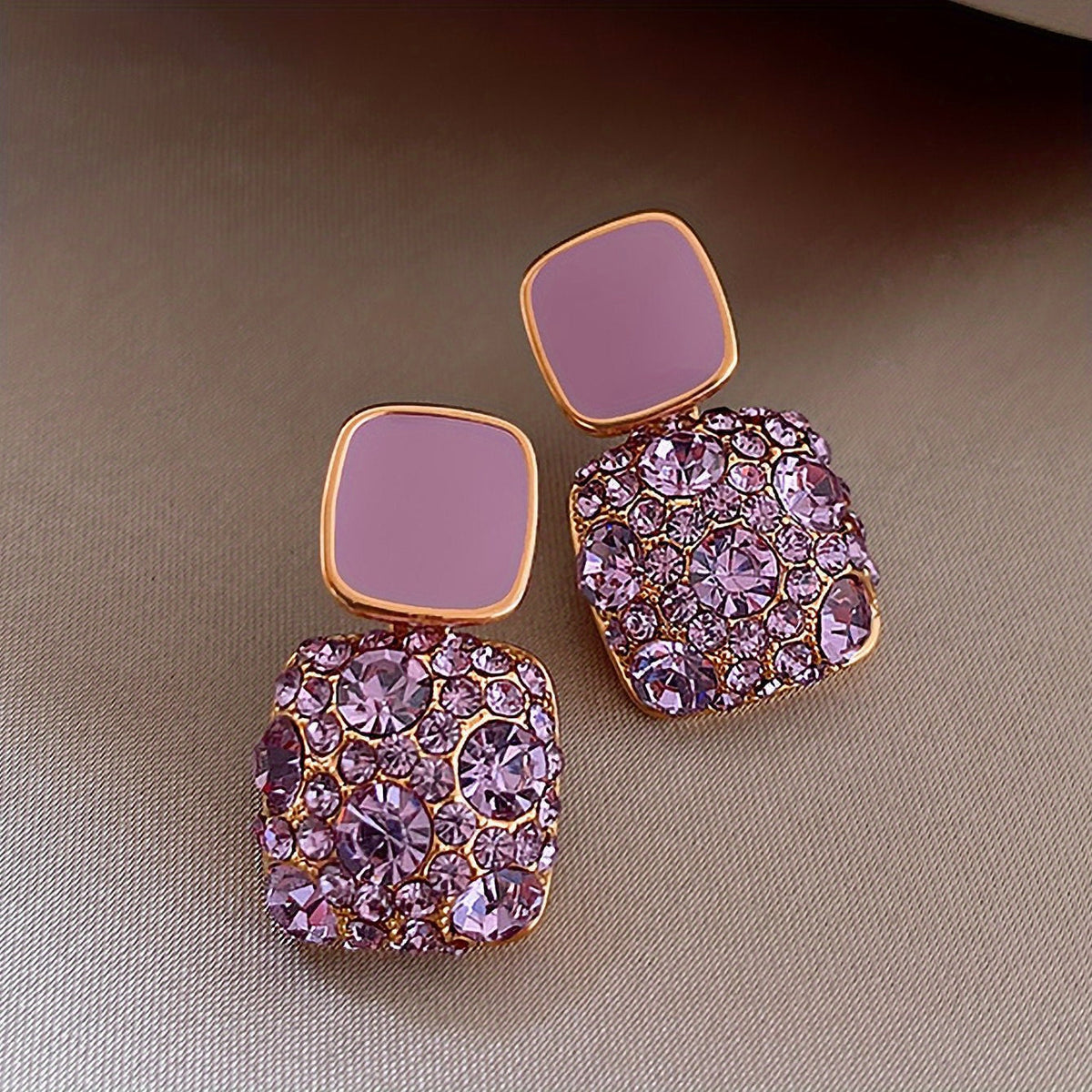 Square Glass Pendant Earrings in Many Colours
