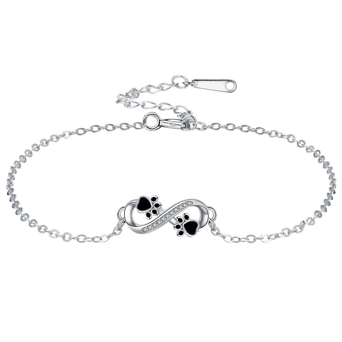Pulseira Pata de Animal com Pendente Infinito e Zircónias