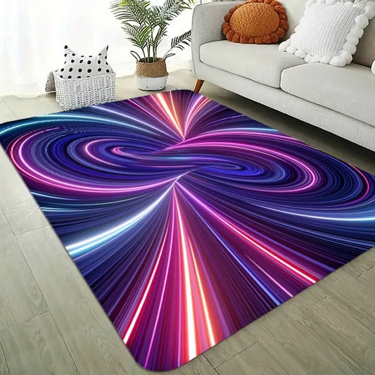 3D Vortex Pattern Non-Slip Floor Mat – Polyester, Machine Washable, Multi-Size