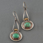 Turquoise Mixed-Metal Artisan Drop Earrings