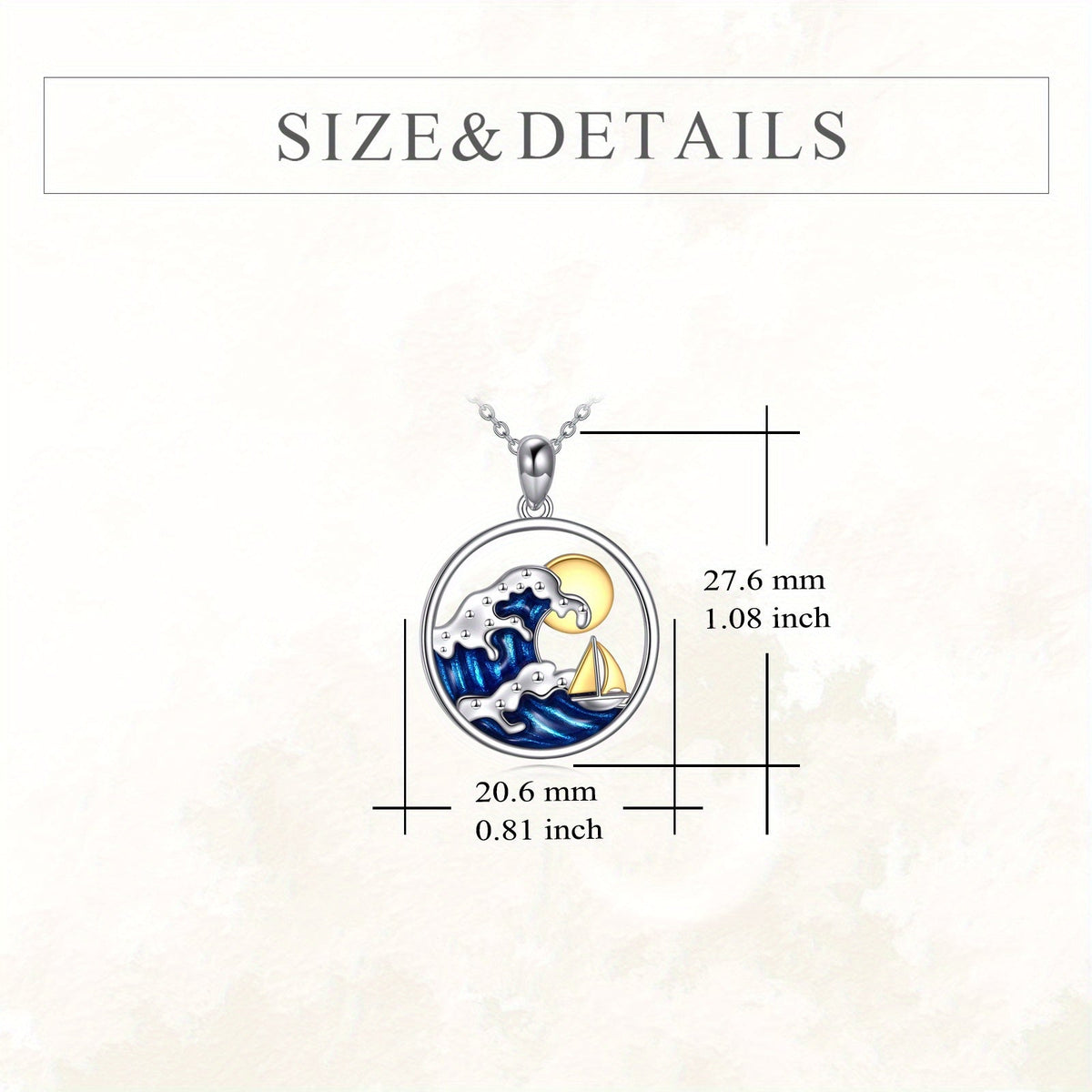 Silver-Tone Ocean Wave, Sun and Sailboat Pendant Necklace
