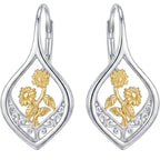 Filigraan zonnebloemoorbellen met leverback, 925 sterling zilver, 18K verguld