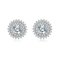 925 Sterling Silver Floral Stud Earrings with Moissanite and Petite Stones