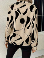 Geometric Print V-Neck Blouse