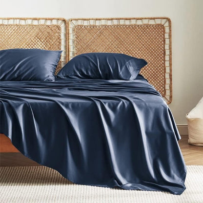 Bamboo Bed Sheet Set – 4-Piece Soft Fitted Sheet & Pillowcase Bedding